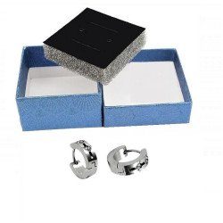 Men 3-Studs,2-Studs,Silver Round Crystal Hoop Clip On Earrings