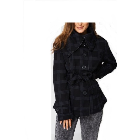 Ladies High Fashion Over-sized collar Jersey Coat