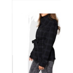 Ladies High Fashion Over-sized collar Jersey Coat