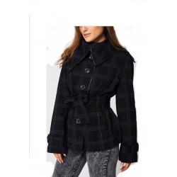 Ladies High Fashion Over-sized collar Jersey Coat