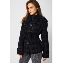 Ladies High Fashion Over-sized collar Jersey Coat