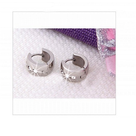 Men 3-Studs,2-Studs,Silver Round Crystal Hoop Clip On Earrings