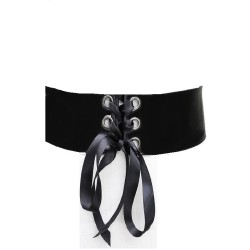 Elegant Lace-up Side & Tie Neck, Midi Dress with Corset