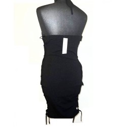 Elegant Lace-up Side & Tie Neck, Midi Dress with Corset