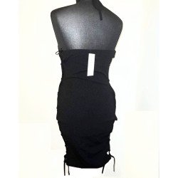 Elegant Lace-up Side & Tie Neck, Midi Dress with Corset