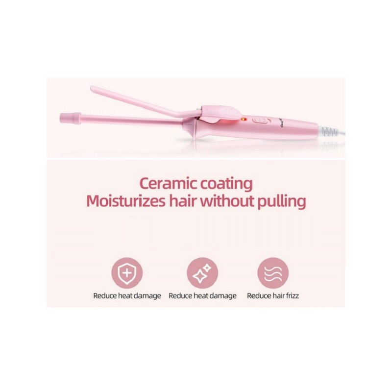 CKcyin Rotating Ceramic Hair Curler Waver, Styling Tool-Pink