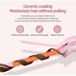 CKcyin Rotating Ceramic Hair Curler Waver, Styling Tool-Pink