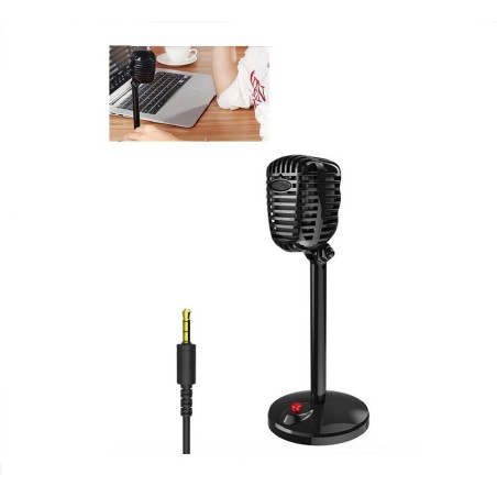 Vintage 60’s Style Desktop Mic Stable Anti-noise 3.5mm Jack or USB