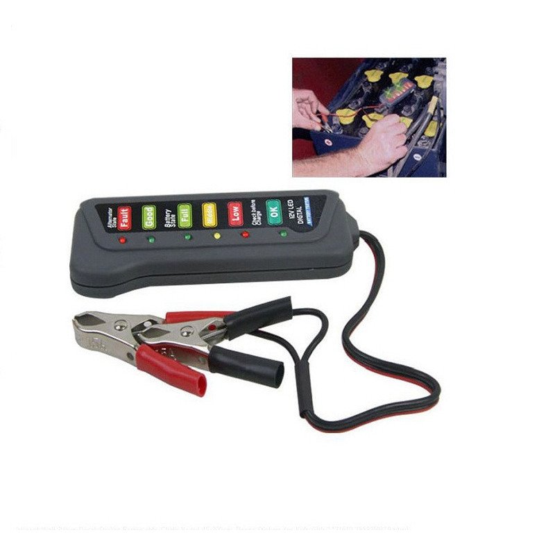 Tirol 12V Digital Battery-Alternator Tester, with 6-LED Lights