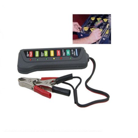 Tirol 12V Digital Battery-Alternator Tester, with 6-LED Lights